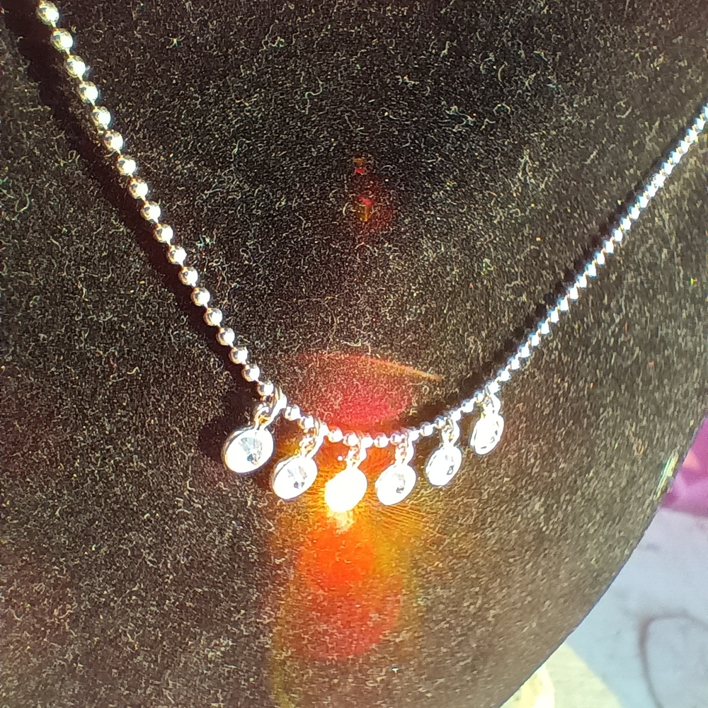 .925 Silver & 6 CZ Italian Necklace - Picture 7 of 9